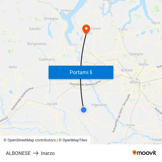 ALBONESE to Inarzo map