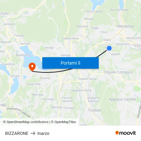 BIZZARONE to Inarzo map