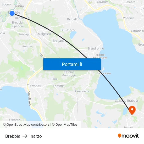 Brebbia to Inarzo map