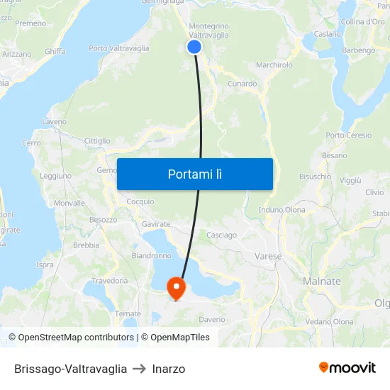 Brissago-Valtravaglia to Inarzo map