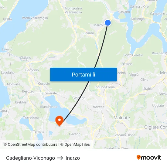 Cadegliano-Viconago to Inarzo map