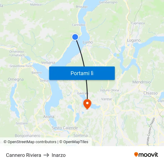 Cannero Riviera to Inarzo map