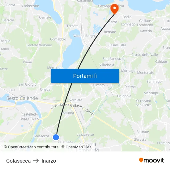 Golasecca to Inarzo map
