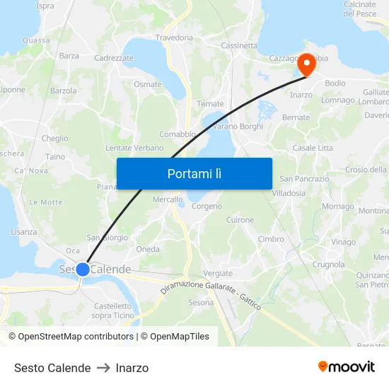 Sesto Calende to Inarzo map
