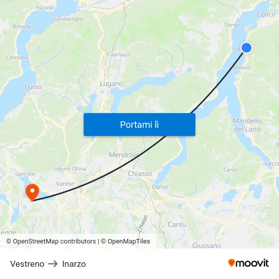 Vestreno to Inarzo map