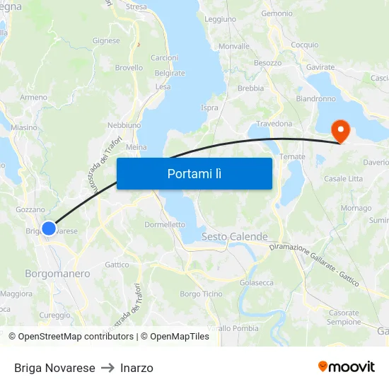 Briga Novarese to Inarzo map