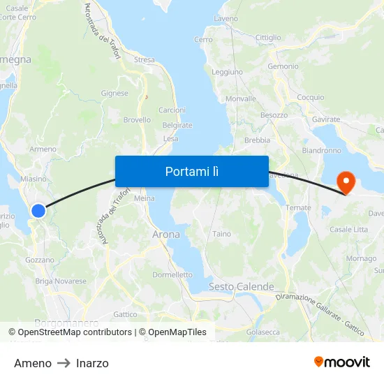 Ameno to Inarzo map