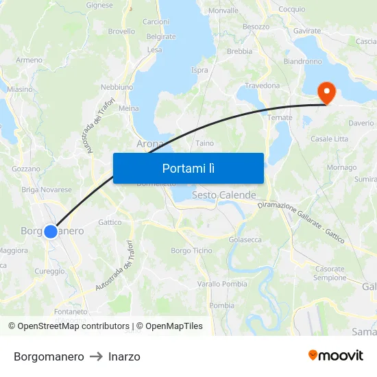 Borgomanero to Inarzo map