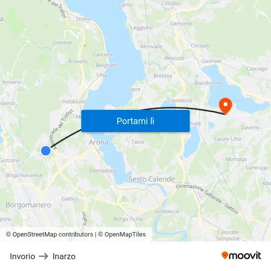 Invorio to Inarzo map