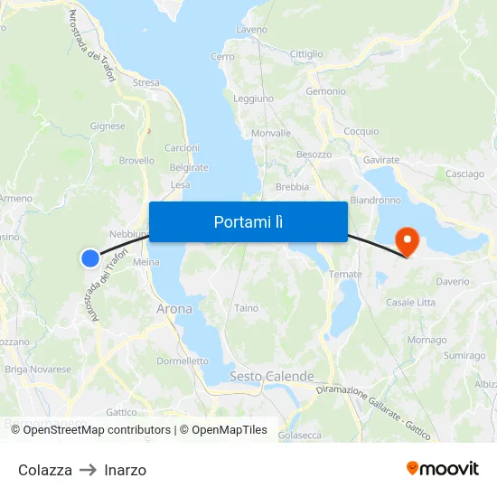 Colazza to Inarzo map