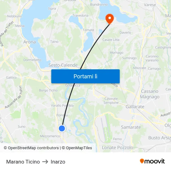 Marano Ticino to Inarzo map