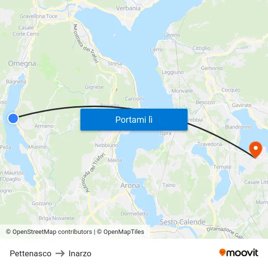 Pettenasco to Inarzo map