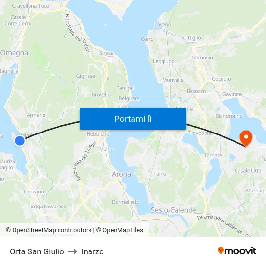 Orta San Giulio to Inarzo map
