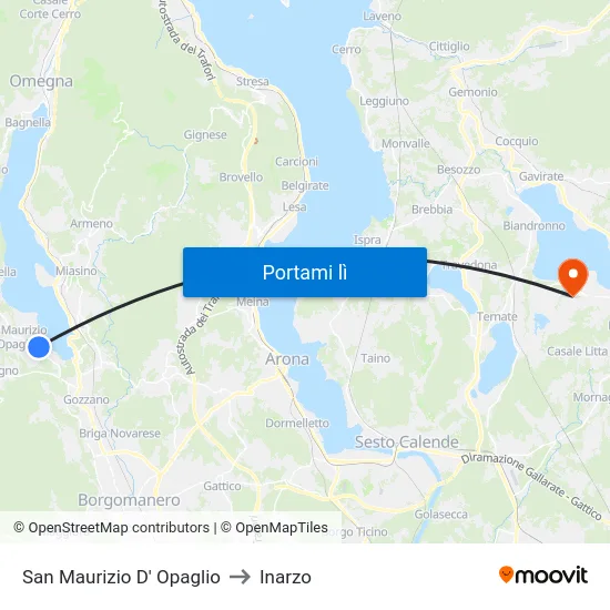 San Maurizio D' Opaglio to Inarzo map