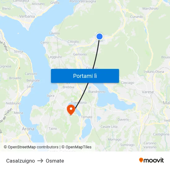 Casalzuigno to Osmate map