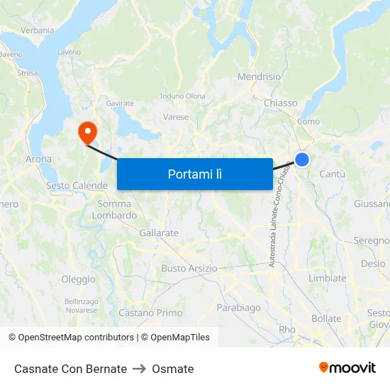 Casnate Con Bernate to Osmate map