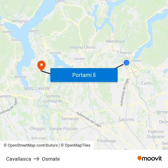 Cavallasca to Osmate map