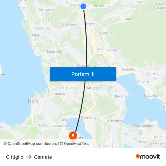 Cittiglio to Osmate map