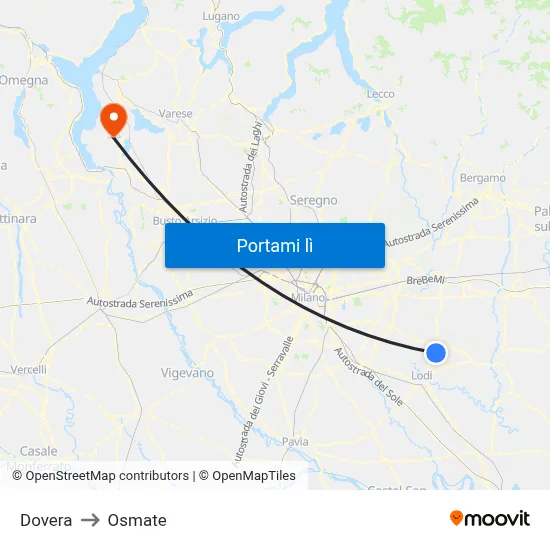 Dovera to Osmate map
