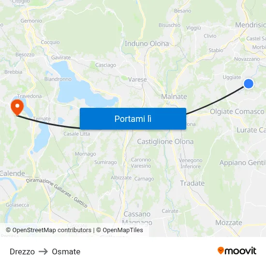 Drezzo to Osmate map