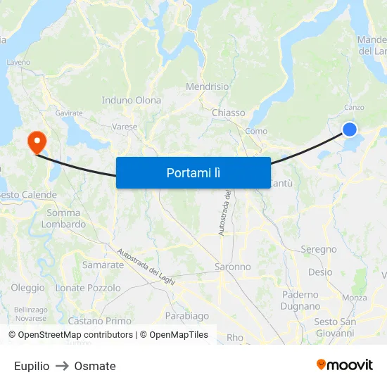 Eupilio to Osmate map