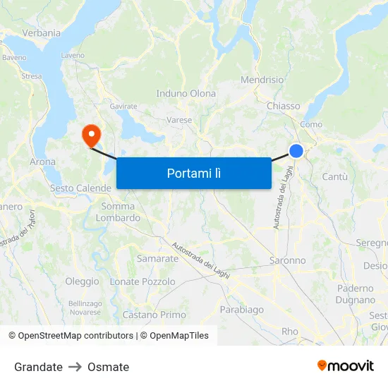 Grandate to Osmate map