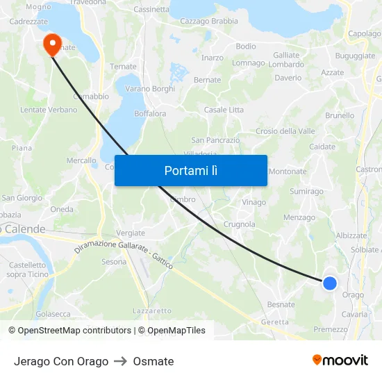 Jerago Con Orago to Osmate map