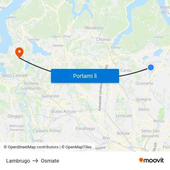Lambrugo to Osmate map