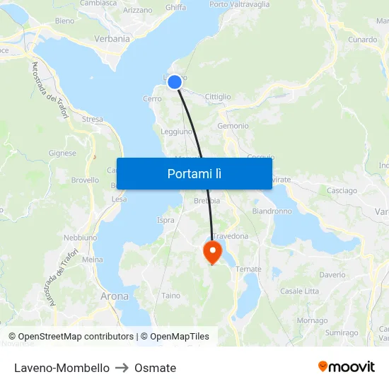 Laveno-Mombello to Osmate map