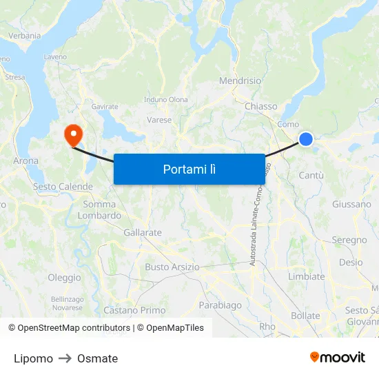 Lipomo to Osmate map