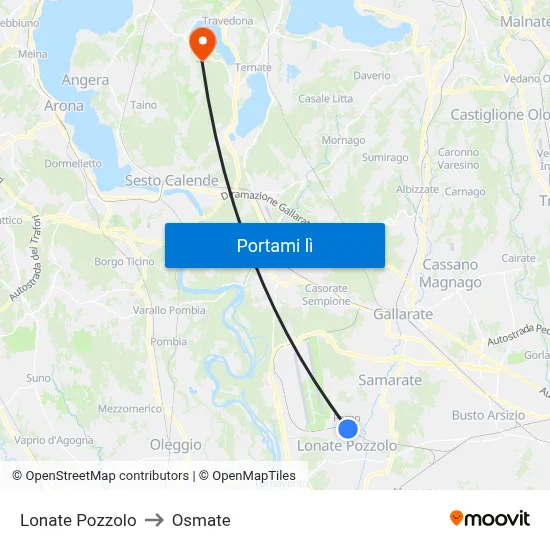 Lonate Pozzolo to Osmate map