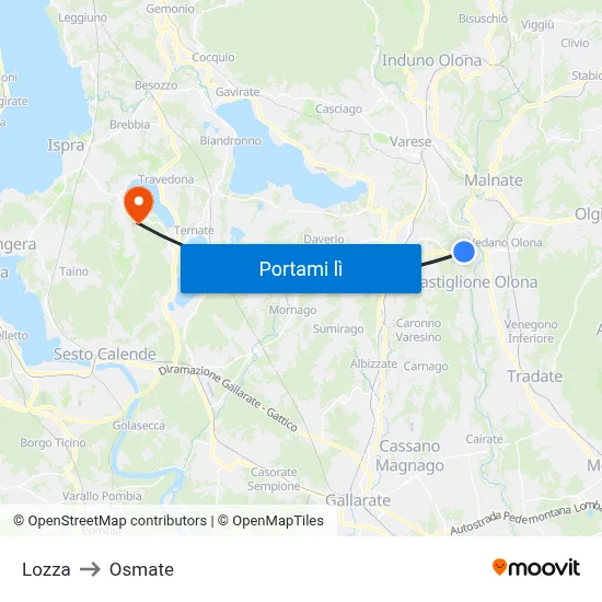 Lozza to Osmate map