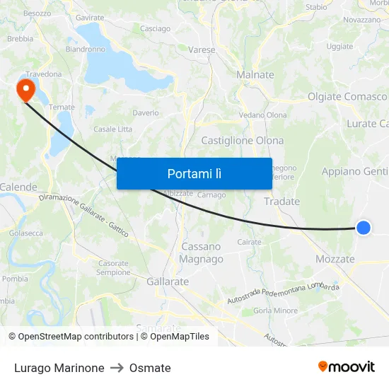 Lurago Marinone to Osmate map