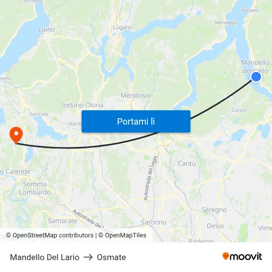 Mandello Del Lario to Osmate map