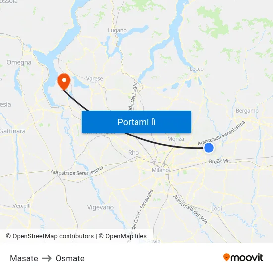 Masate to Osmate map