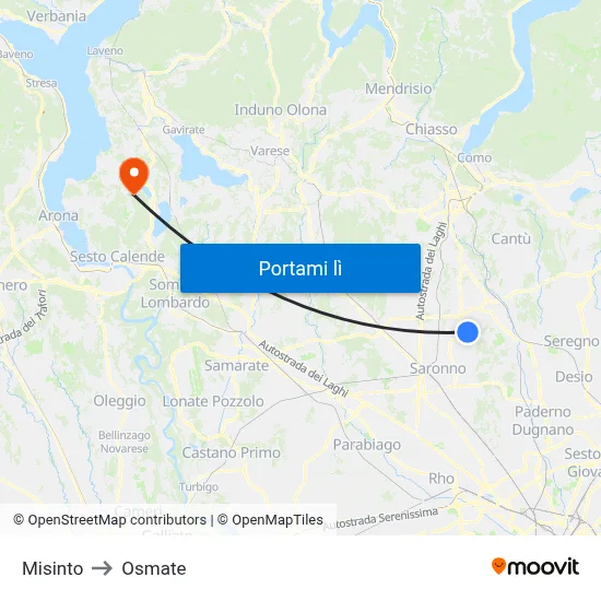 Misinto to Osmate map