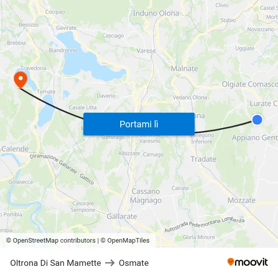 Oltrona Di San Mamette to Osmate map