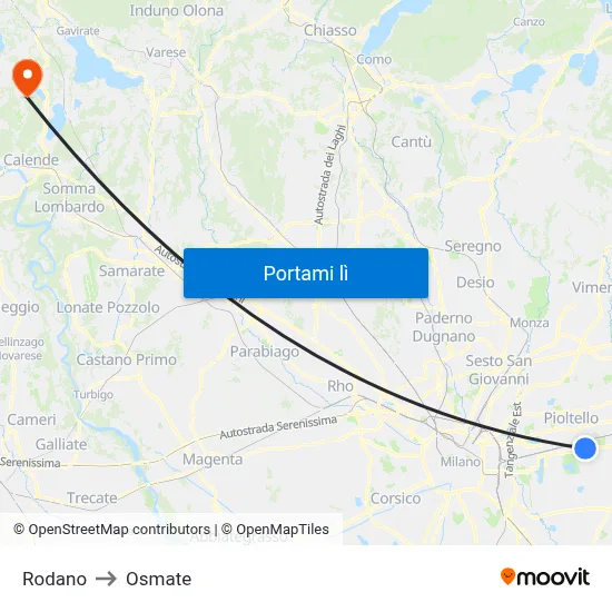 Rodano to Osmate map