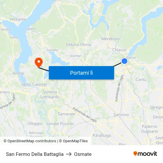 San Fermo Della Battaglia to Osmate map