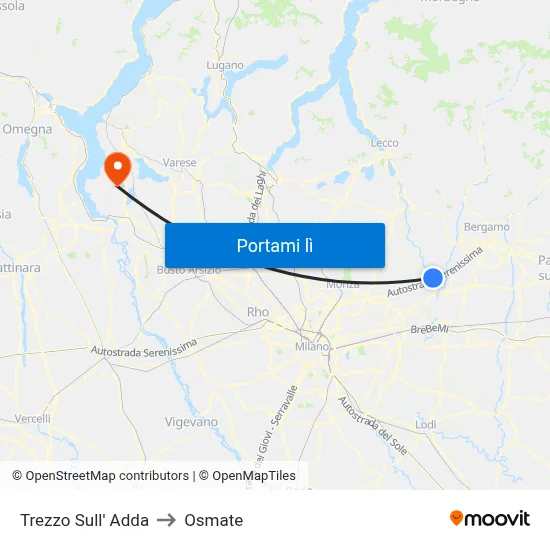 Trezzo Sull' Adda to Osmate map