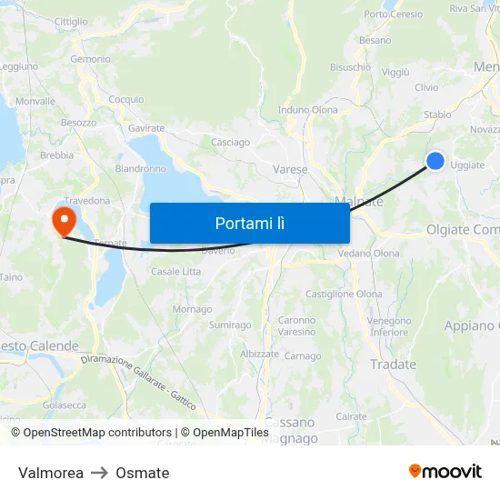 Valmorea to Osmate map