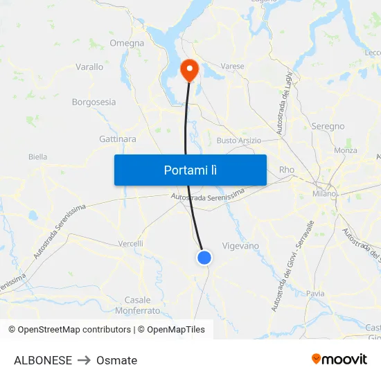 ALBONESE to Osmate map