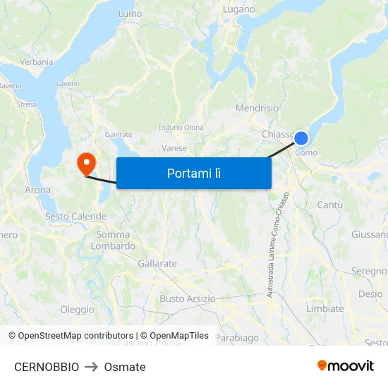 CERNOBBIO to Osmate map