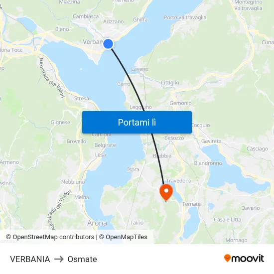 VERBANIA to Osmate map