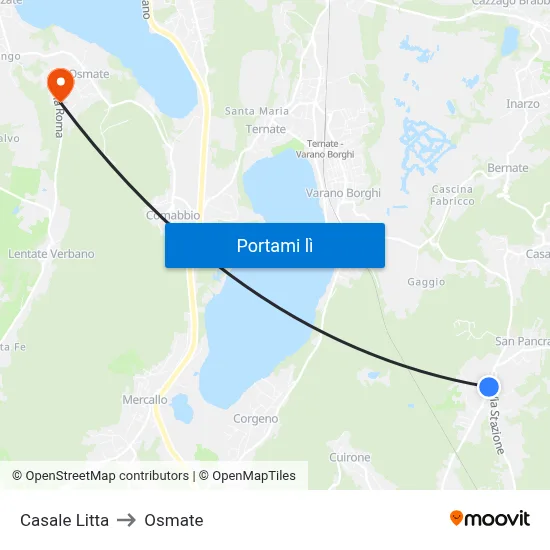 Casale Litta to Osmate map