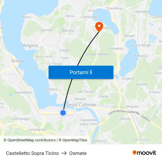 Castelletto Sopra Ticino to Osmate map