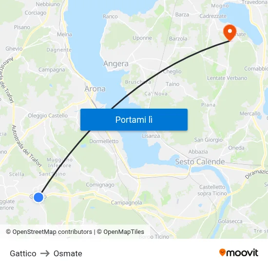 Gattico to Osmate map