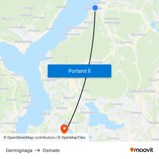 Germignaga to Osmate map