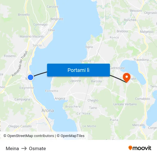 Meina to Osmate map