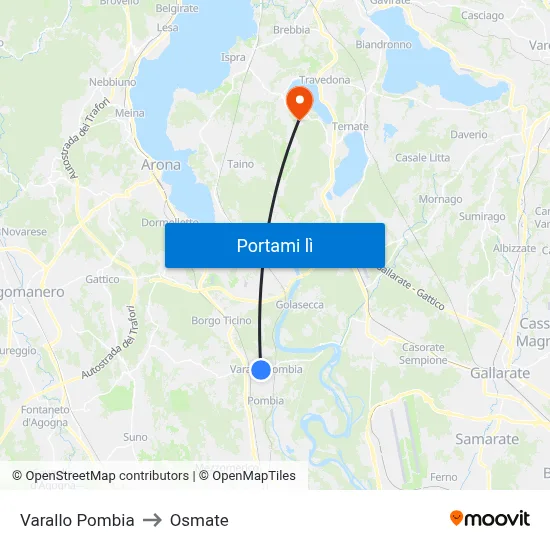 Varallo Pombia to Osmate map